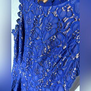 Elegant Blue Jodi Kristopher Sleeveless Round Neck Lace Dress EPC Women’s Size 5